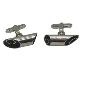 Vintage Hickock Silver-Tone Cufflinks Abstract Tube Shape